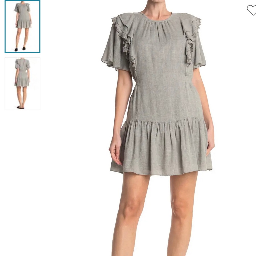 Joie Caliana Ruffle Lace Dress XS in gray NWT